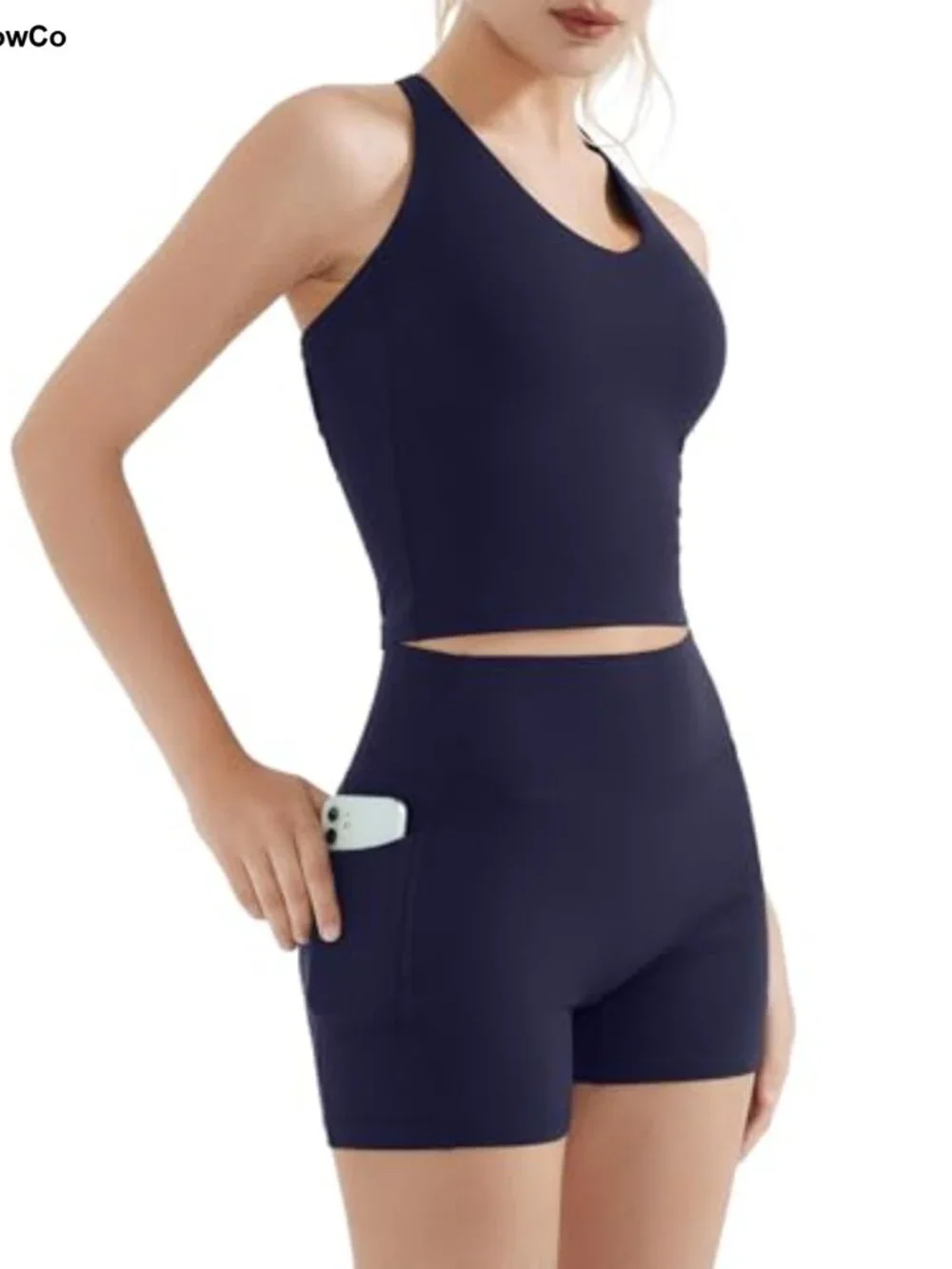 2 Piece Workout Set Padded Tank Top Tummy Control Leggings Matching Gym Outfit
